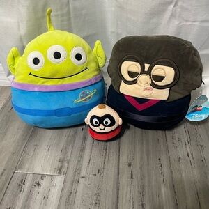 Disney squish mellows Edna mode, baby jack jack and alien from Toy story